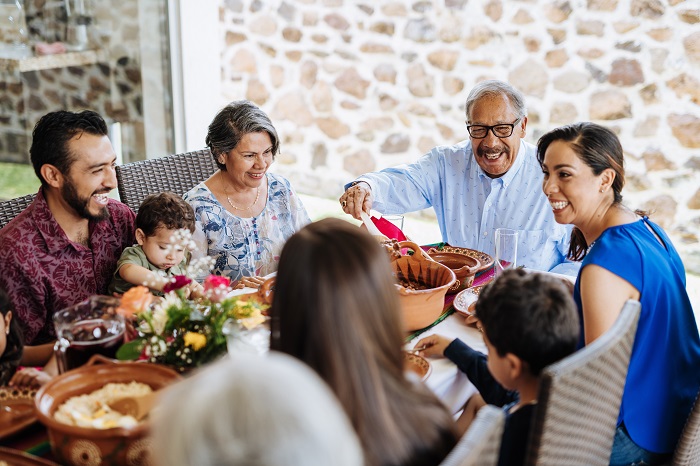 family having dinner