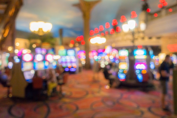 inside a casino with slot machines